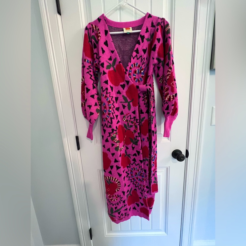 Pink Snake Fruit Sweater Dress
